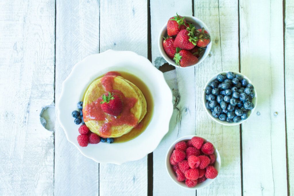 pancake stack with berries