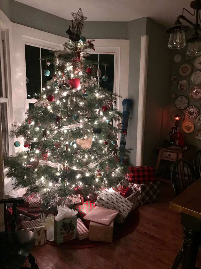 Christmas tree lit up