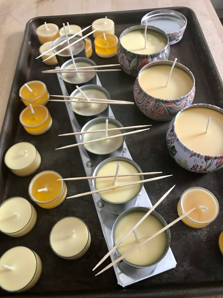 candles that have just been poured and are setting