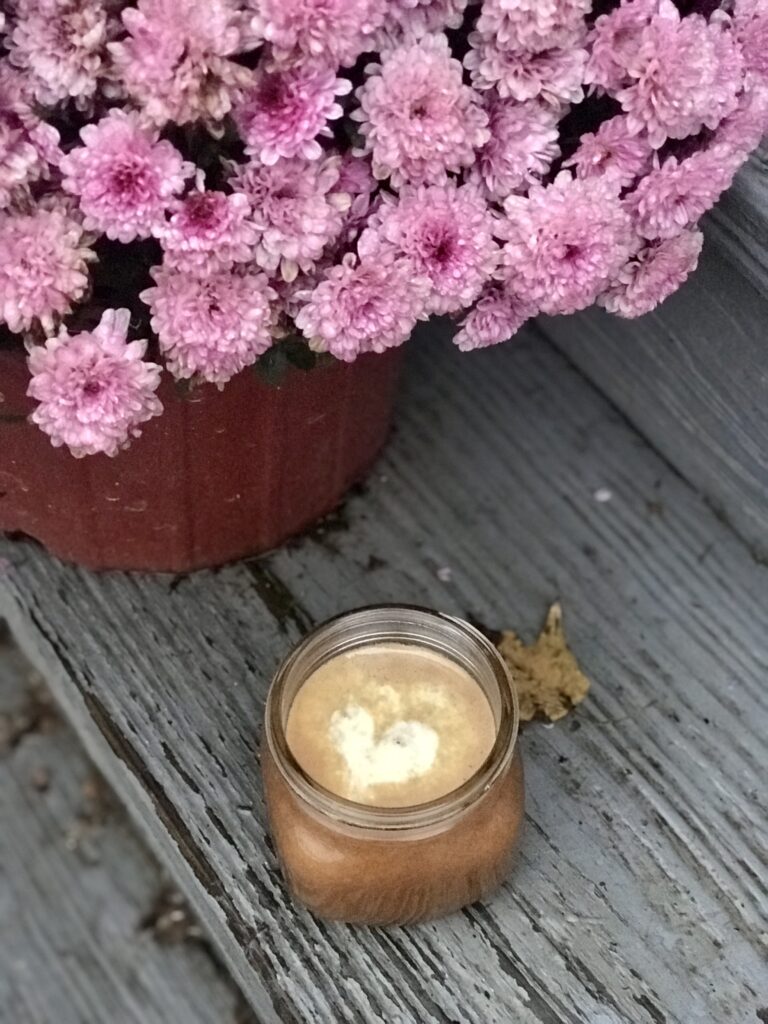 a jar of caramel sauce by a mum on the steps