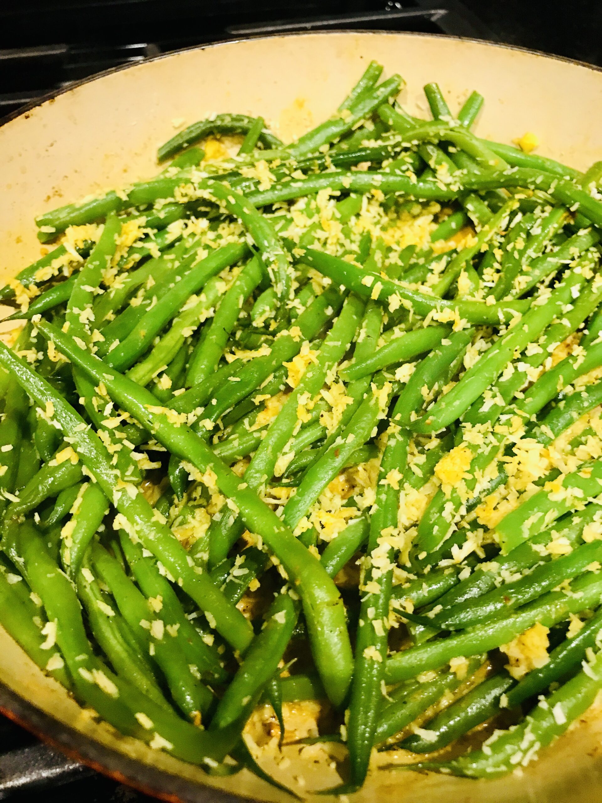 dish of coconut green beans