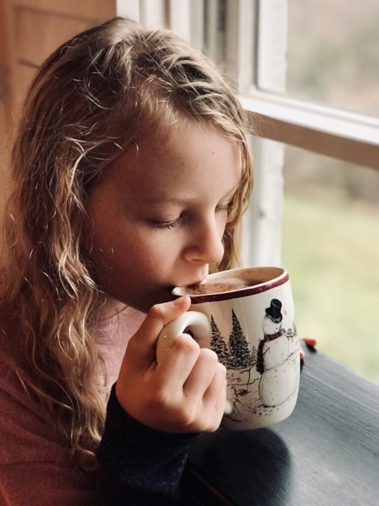 girl drinking hot chocolate