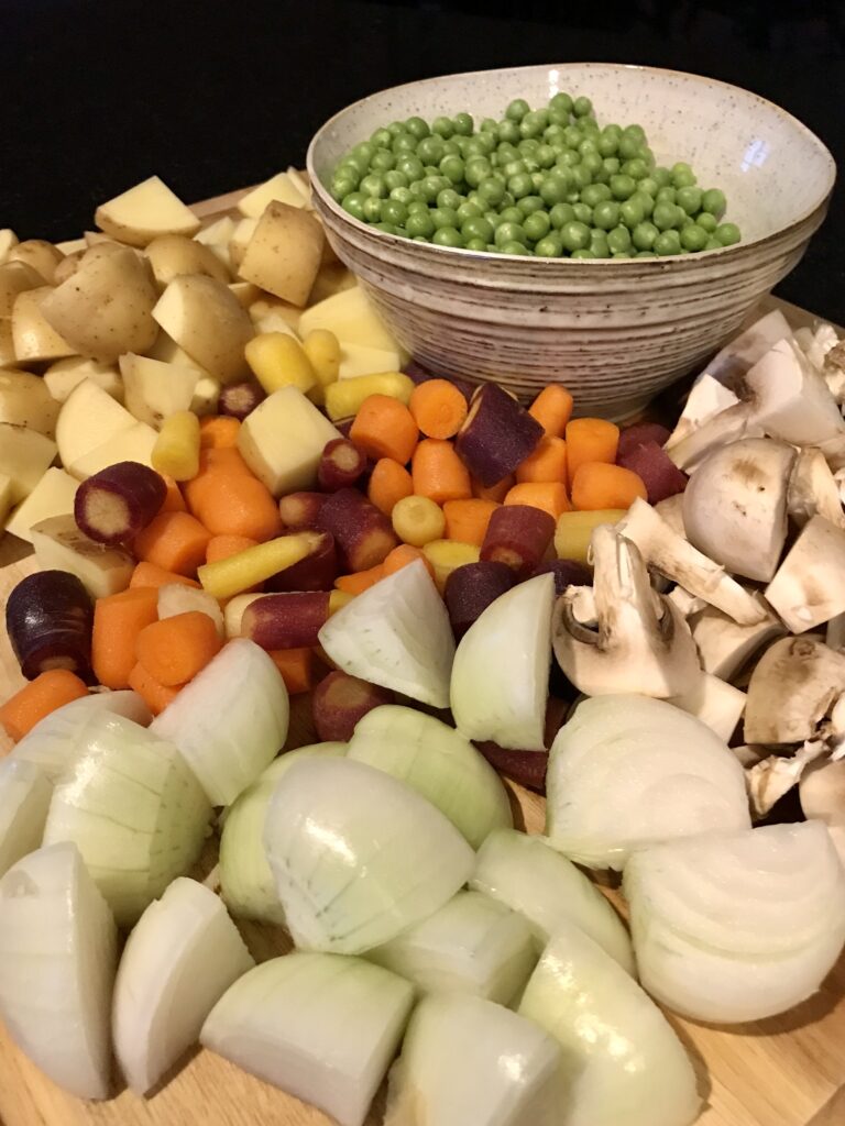 veggies for beef stew cut up