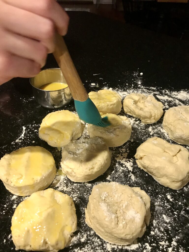 baskting biscuits with and egg wash