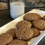 peanut butter cookies with milk closeup