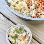 bowl and side bowl of picnic potato salad