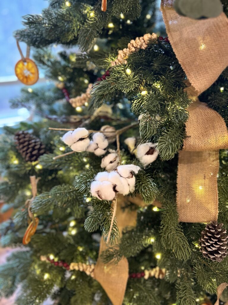 homemade decorations cotton on Christmas tree